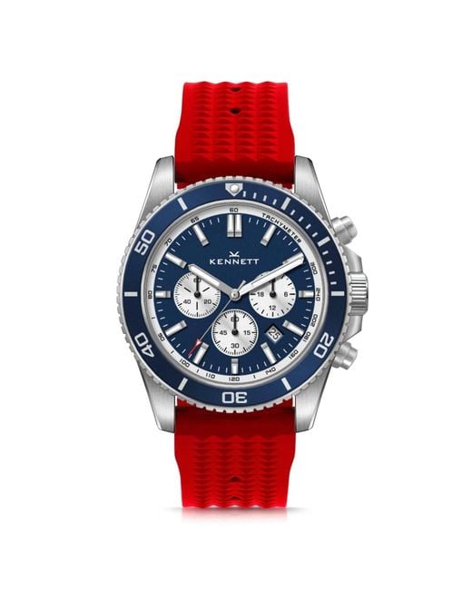 Kennett Watches & Accessories Red Kennett Pacesetter Chronograph Watch With Fkm Rubber Strap for men
