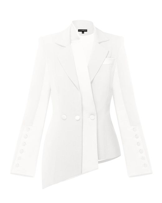 Tia Dorraine White Modern Power Asymmetric Tailored Blazer