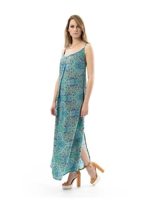 Conquista Blue Maxi Dress With Side Slits
