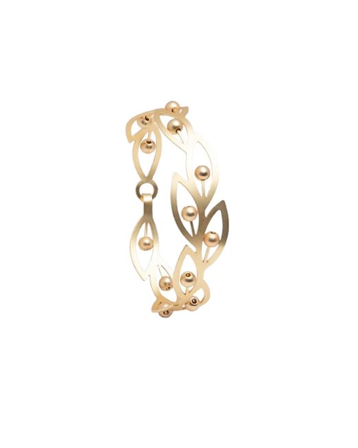 Saachi White Beaded Botanical Hook Bracelet