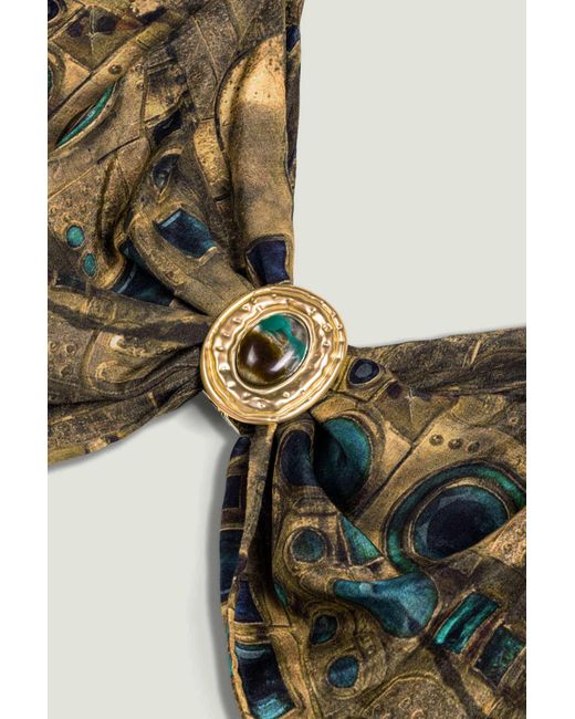 Nocturne Green Printed Ring Detail Crop Top