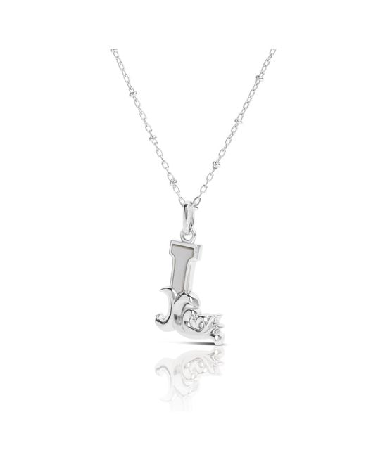 Kasun Metallic Solid L Initial Necklace With Mother Of Pearl