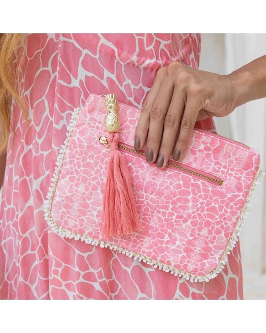 Sophia Alexia Pink Candy Pebbles Clutch Bag