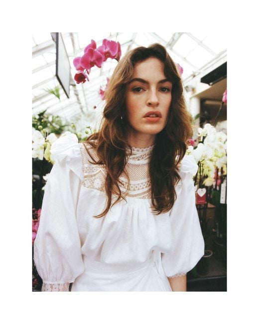 Lisa The Label White Le Jardin Tiger Lily Blouse