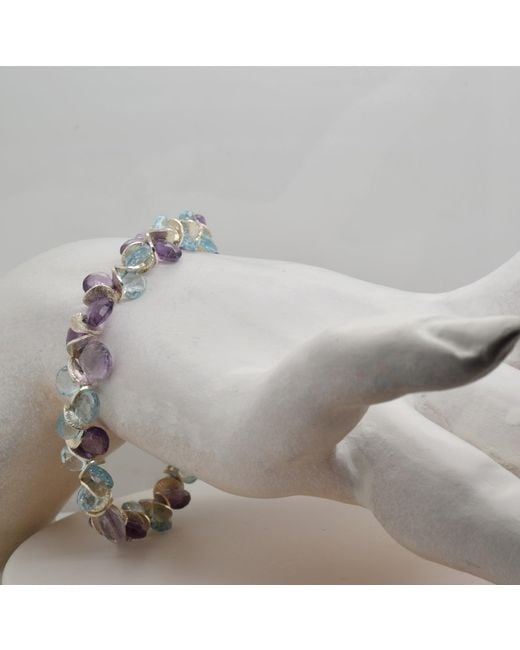 Lori Kaplan Design Blue Signature Topaz With Amethyst Sterling Bracelet