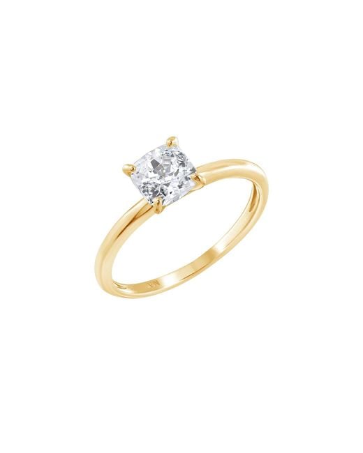 Diamonbliss Metallic Embellished Swarovski Stone Plated Sterling Solitaire Princess Cut Ring One Carat
