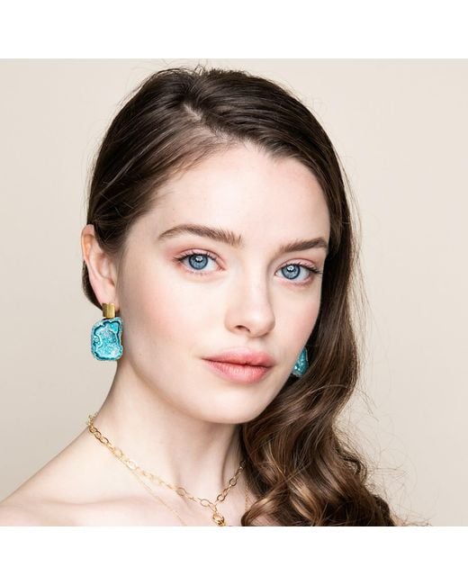 Magpie Rose Multicolor Aquamarine Rocks In The Sky Green Earrings