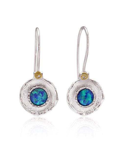 Isla Silver Blue Handmade Fire Opal Drop Earrings