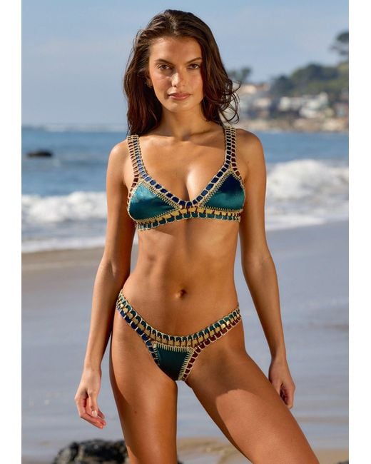 Luxsea Swimwear Blue Cabo Shimmer Crochet Bikini Top