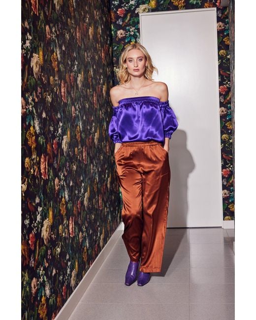 Lindsay Nicholas New York Purple Off The Shoulder Top