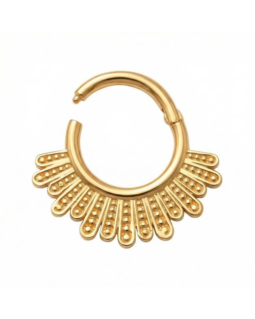 Zahav Jewelry Metallic 14K Solid 16G 8Mm Sunburst Clicker Hoop