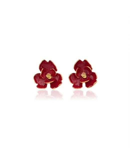 Milou Jewelry Red Rose Flower Earrings