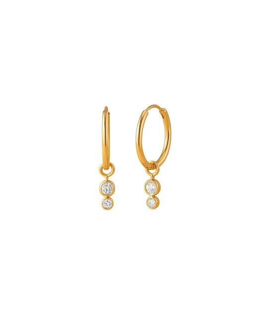 Lily Flo Jewellery Metallic Halo Double Bezel Diamond Hoop Earrings