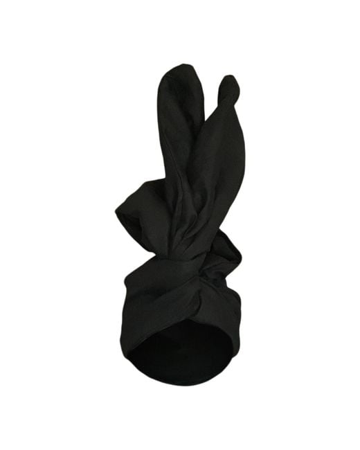 Romer Millinery Black Twisturban Turban Handkerchief Linen