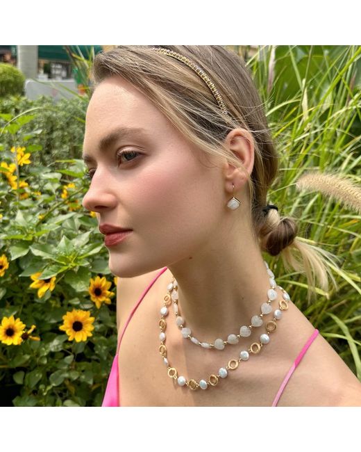 Farra Metallic Chain With Coin-Shaped Freshwater Pearls Necklace
