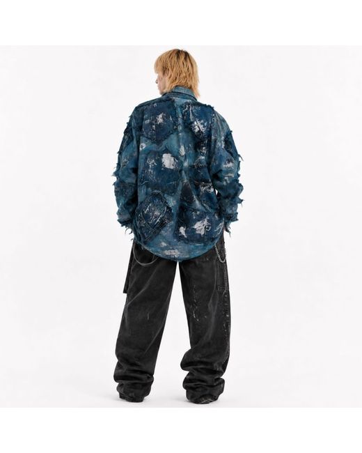 Zasta Studio Blue Wearable Ruins Shredded Denim Colored Shirt G