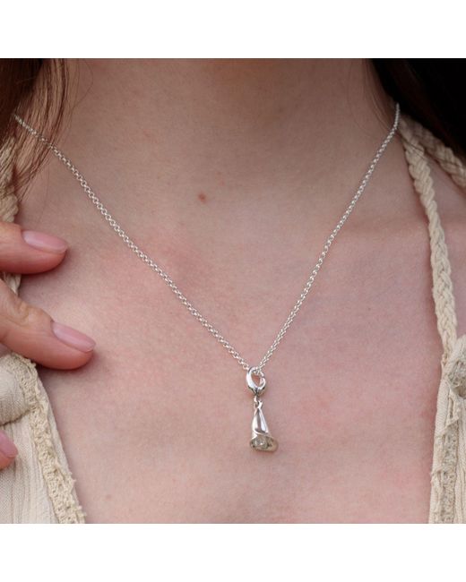 Lily Charmed Metallic Sterling Lily Flower Charm Necklace
