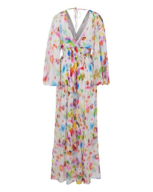 Nocturne White Printed Long Sleeve Dress