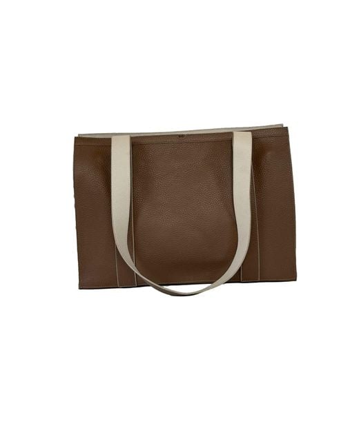 godi. Brown Neutrals The Maxwell Leather Handmade Zip Tote Bag