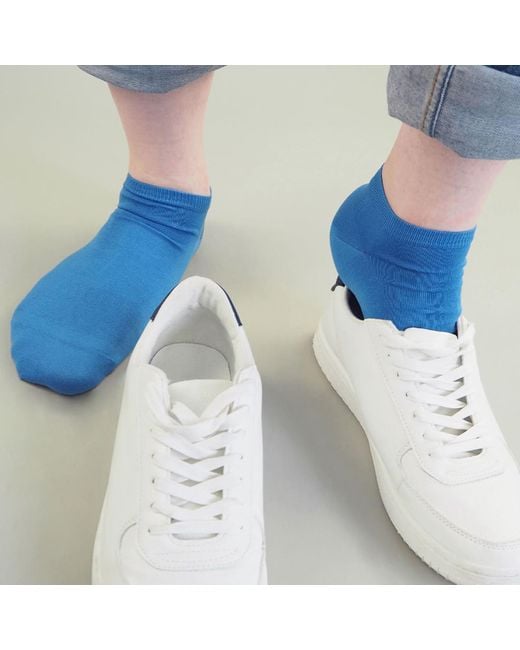 Peper Harow - Made in England Blue Pin Stripe & Classic Trainer Socks Bundle for men