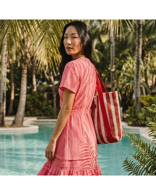 Nooki Design Red Hackney Stripe Shopper
