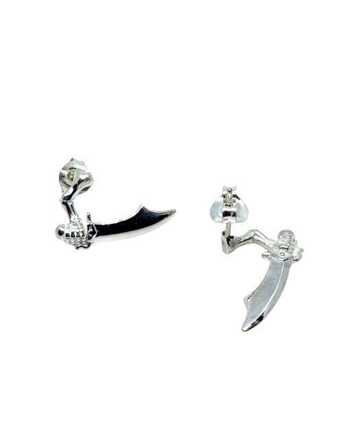 Tg-Jewellery by Tamara Gervasio White Single Arm Skull Dagger Stud Earring