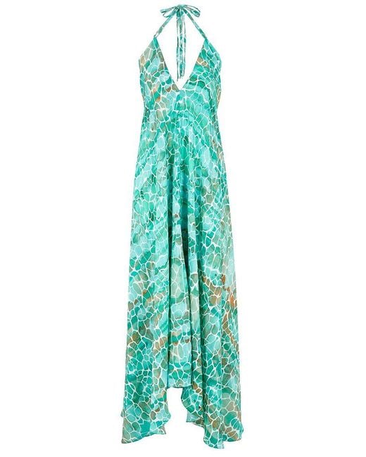 Sophia Alexia Green Aqua Pebbles Silk Ibiza Dress