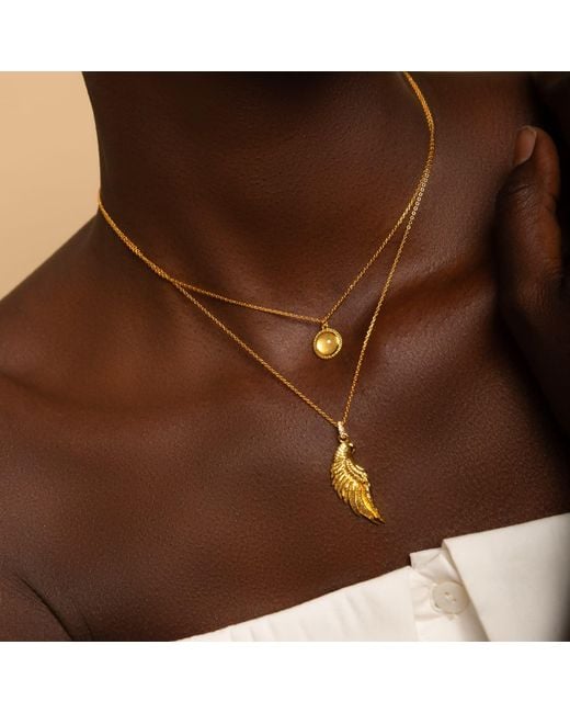 Seven Saints Metallic Archangel Jophiel Necklace, Angel Of Beauty And Wisdom, Plated Sterling With Quartz