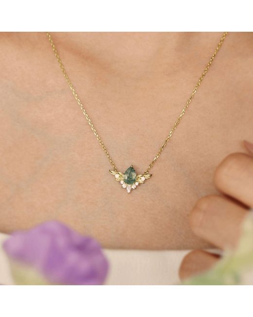 Azura Jewelry New York Metallic To Bloom Again Moss Agate Vermeil Necklace