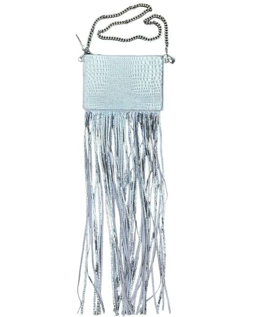 Any Old Iron Blue Metallic Croc Large Leather Bag