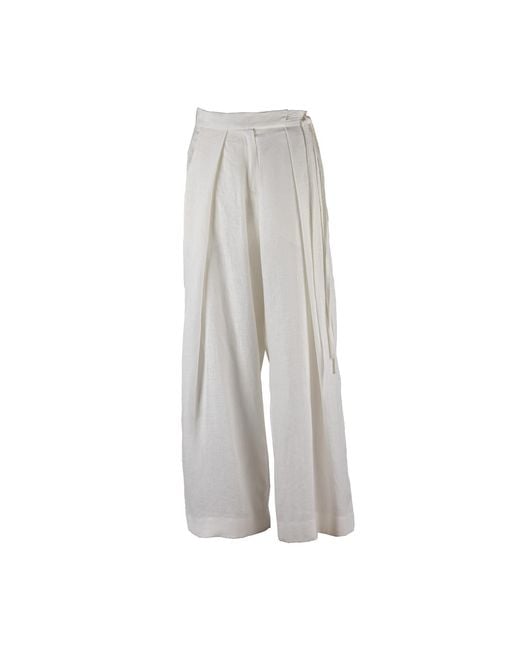 Una Berzina Gray Linen Wide-Leg Trousers