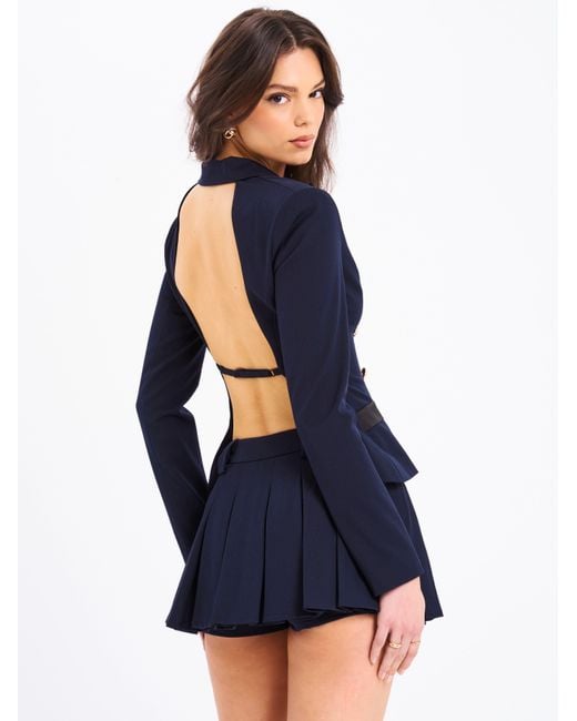 Miss Circle New York Blue Nasia Double Breast Backless Blazer