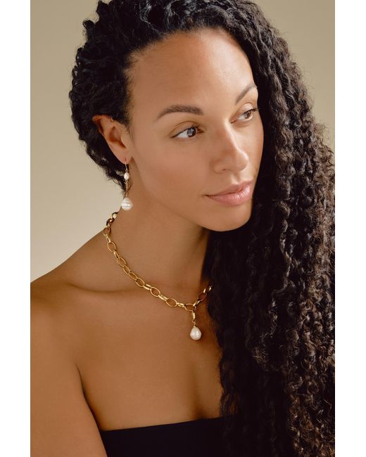 Emma Holland Jewellery Metallic Baroque Pearl Y Necklace