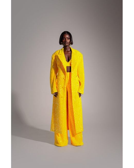 Ofuure Yellow Liza Sequin Pants