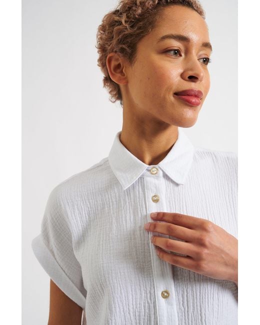 Louche White Abinaya Double Gauze Short Sleeved Shirt