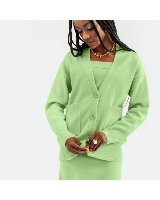 Zenzee Green Cashmere V-Neck Cardigan