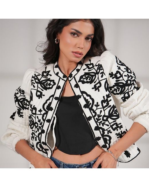 Rose & Nancy White Lori And Padded Embroidered Jacket
