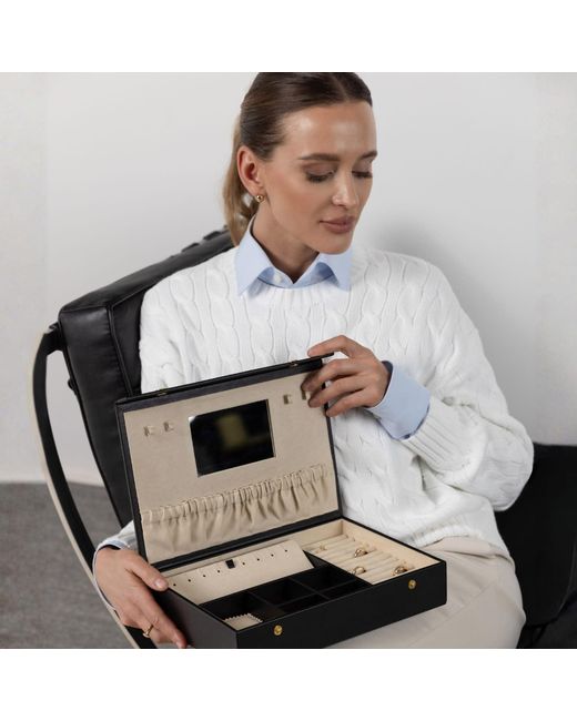 Time Resistance Black Leather Jewelry Box Accessory Box