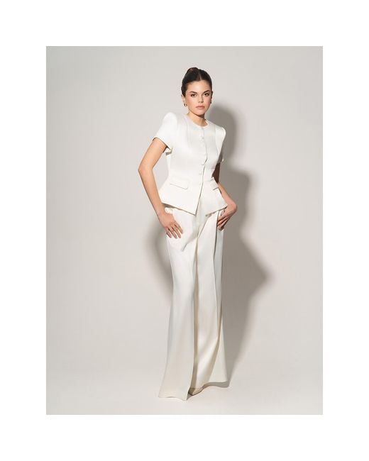 Tia Dorraine White Romantic Glow Short Sleeves Blazer & Trousers Set