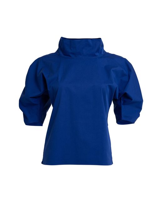 Bianca Popp Blue Puff Blouse With Collar