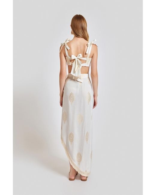 Lilamie White Larissa High Waisted Long Summer Pareo Skirt