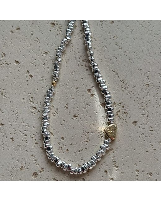Larsuu Metallic Heart Orbit Hematite Necklace