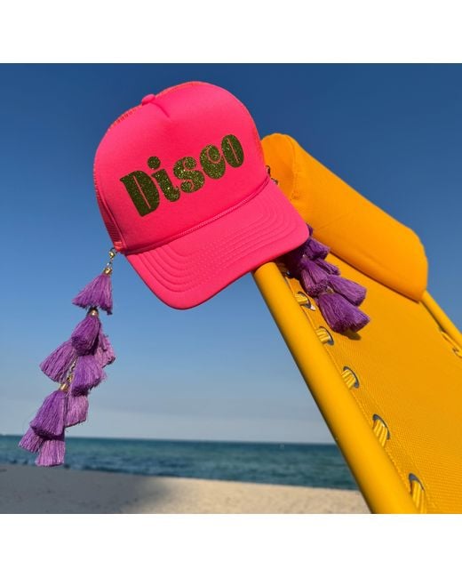 Julia Clancey Pink Hot Tasseltastic Disco Trucker Cap