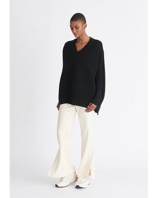 Paisie Black V-Neck Ribbed Jumper