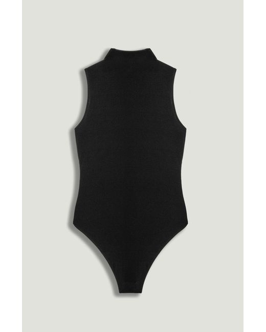 Nocturne Black Draped Mesh-Panel Bodysuit