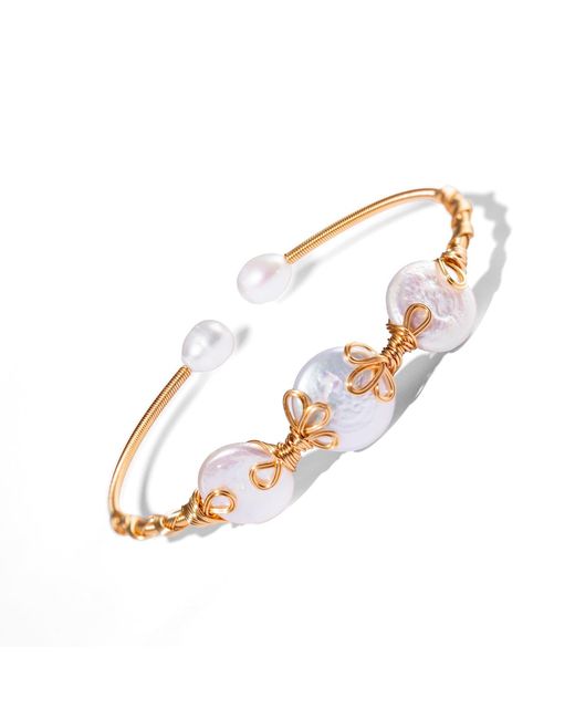Ebru Jewelry Metallic Handcrafted Baroque Pearl Goddess Bracelet