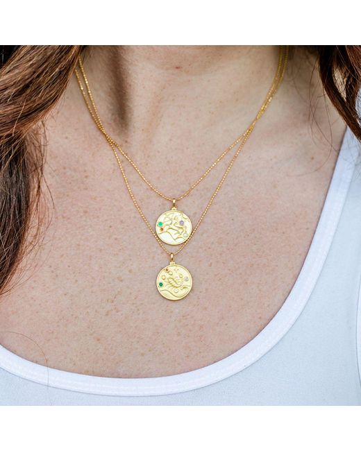 Azura Jewelry New York Metallic Sagittarius Zodiac Mantra Necklace Vermeil