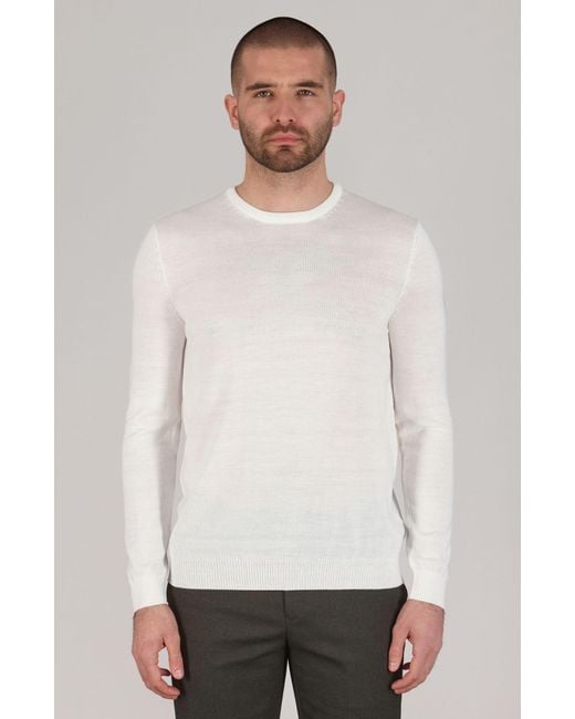 Paul James Knitwear Gray Extra Fine Merino Wool Callington Crew Neck Jumper for men