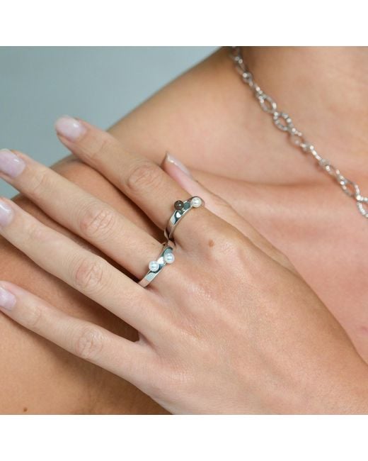 Onia Metallic Pearl & Moonstone Loop Lock