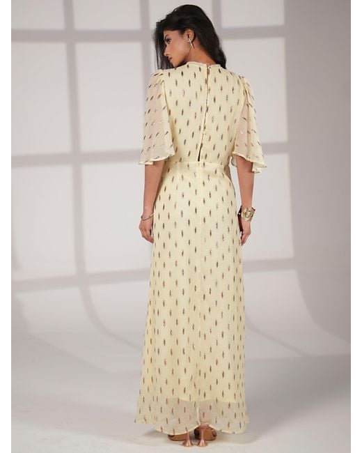 Rose & Nancy Natural Neutrals Talia Lemon Sparkle Maxi Dress